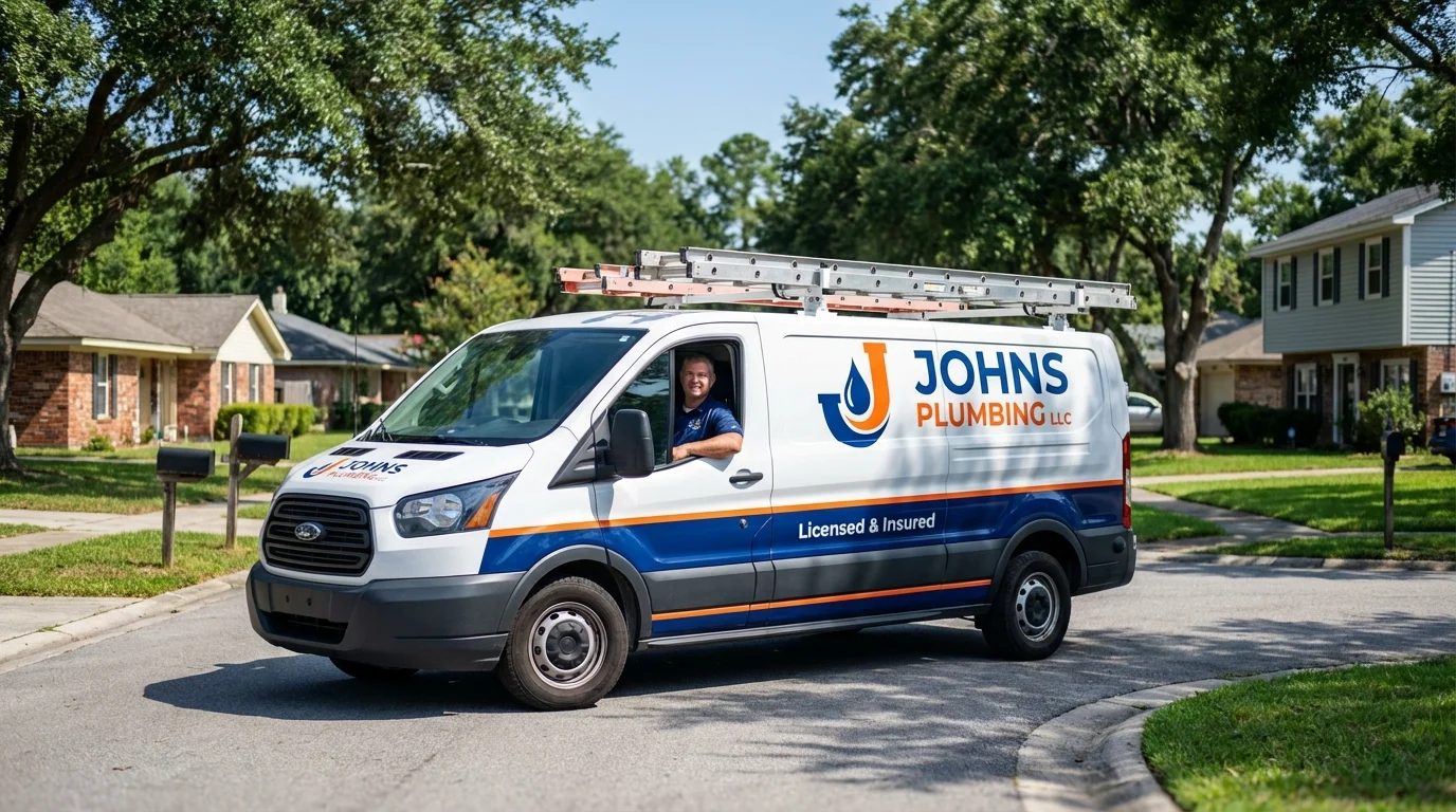 Johns Plumbing LLC service van in Pawnee, OK