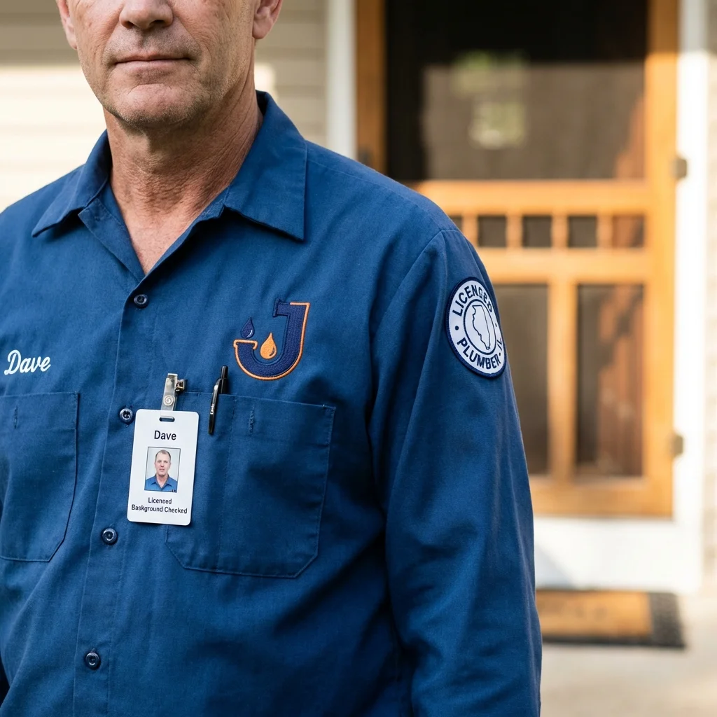 Licensed plumber showing ID badge in Pawnee, OK