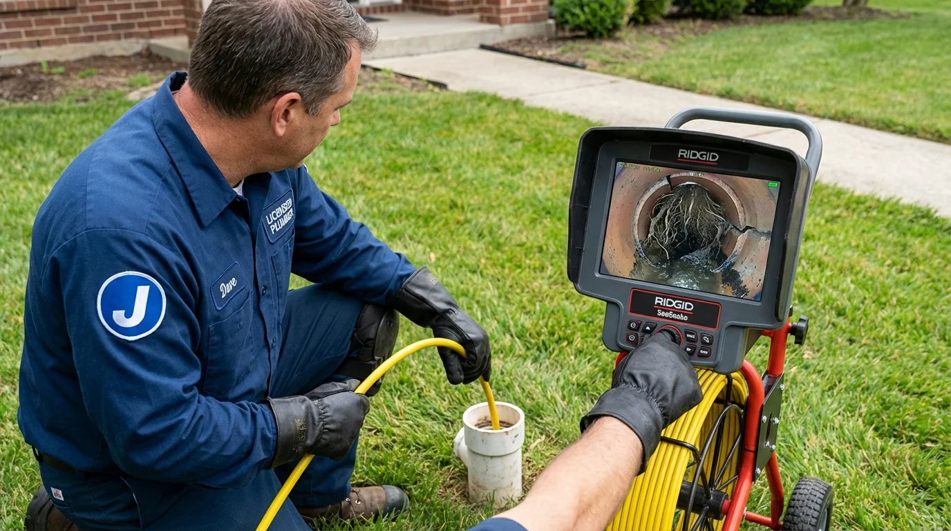 Sewer camera inspection being performed by Johns Plumbing LLC in Pawnee